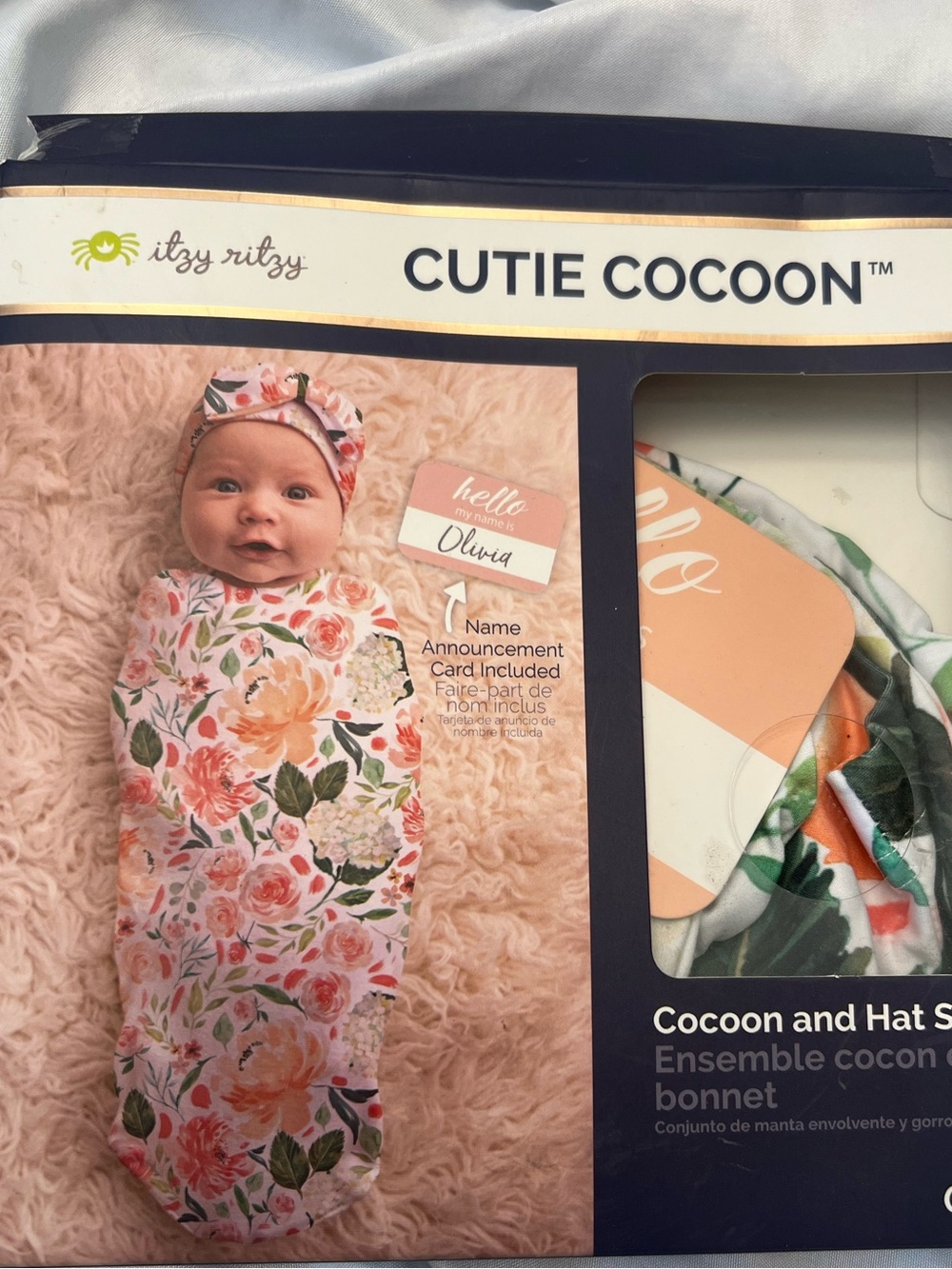 Itzy Ritzy Floral Cutie Cocoon Swaddle Set - Peach & Green